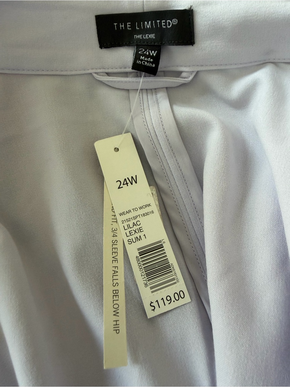 NWT The Limited "Lexie" Ruched Sleeve Open Front Blazer Lavender Plus Size 24W - Picture 4 of 9